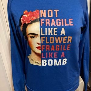 Frida kahlo long sleeve blue t shirt